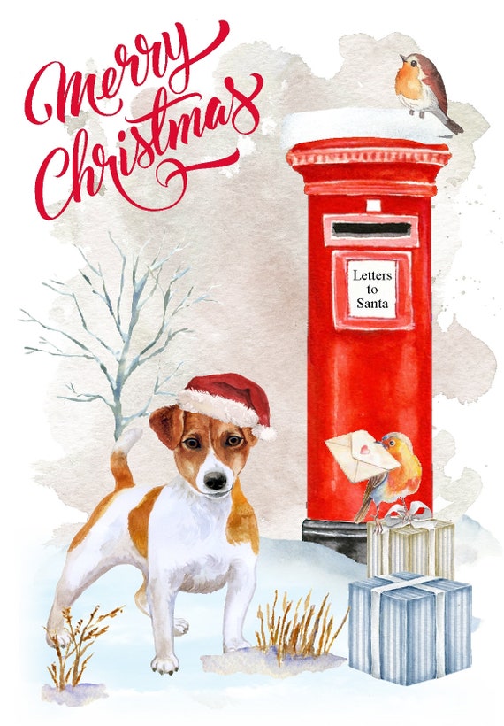 Biglietto di Natale personalizzato con Jack Russell Terrier, formato A5, con nome di Natale PIDJRC1