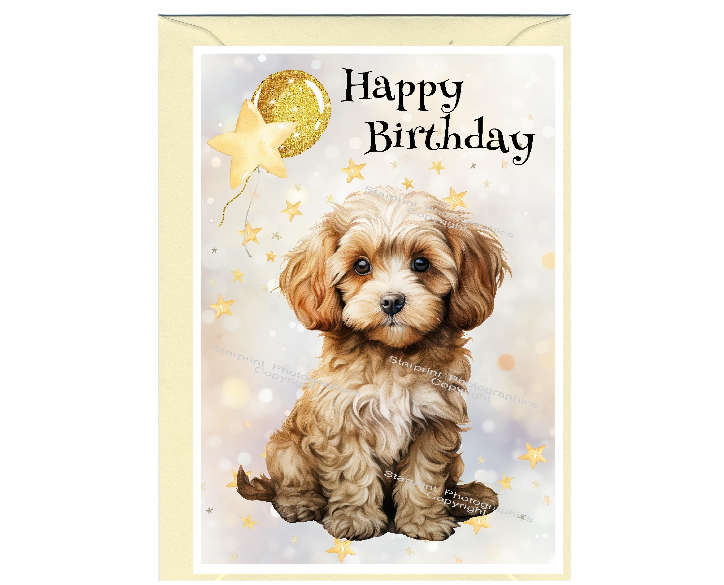 Cavapoo / Doodle Dog "happy Birthday" Card (6" X 4") With Envelope ...