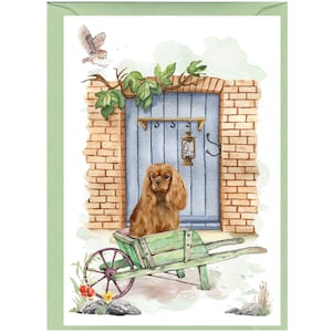 Carte de voeux/notelet personnalisé pour chien Ruby Cavalier King Charles Spaniel (6 x 4 po.) avec enveloppe.   Peut être laissé vide si vous préférez