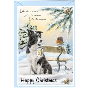 Cartão de Natal Border Collie Dog (6" x 4") Em branco por dentro - com envelope. Item perfeito para qualquer amante de cães