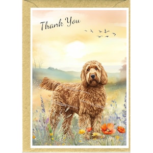 Goldendoodle Dog &quot;Thank You&quot; Card (6&quot; x 4&quot;) with Envelope - Blank inside for your own message.