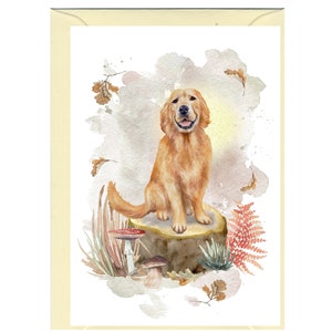 Gepersonaliseerde golden retriever-hondenwenskaart (6 x 4 inch) met envelop.  Kaart kan indien gewenst blanco worden gelaten