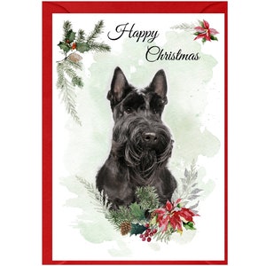 Carte de Noël pour terrier écossais / chien écossais (6 x 4 po.) vierge à l'intérieur - avec enveloppe. Article parfait pour tous les amoureux des chiens