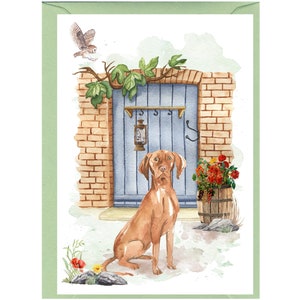 Carte de voeux/notelet personnalisés pour chien Vizsla hongrois (6 x 4 po.) avec enveloppe.  Idéal pour toutes les occasions. Peut être laissé vide si vous préférez