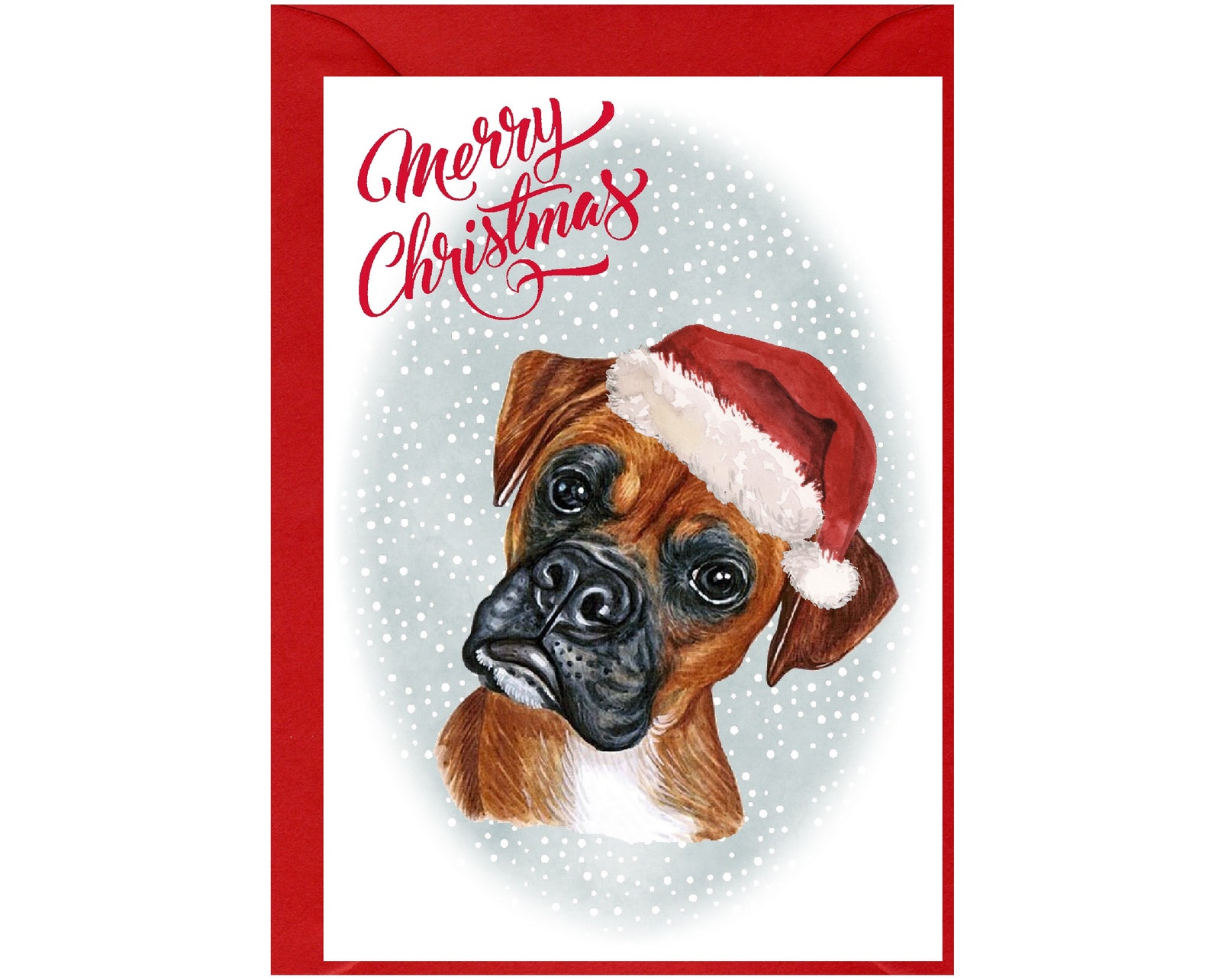 Boxer Dog Christmas Card (6" X 4") Blank Inside - With Envelope ...