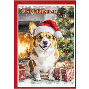 Corgi Dog Christmas Card (6&quot; x 4&quot;) Blank inside - with Envelope.  Perfect item for any Dog Lover