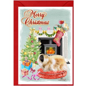 Pekinese Weihnachtskarte, 15 x 10,5 cm, innen leer, mit Umschlag.  Perfekter Artikel für jeden Hundeliebhaber