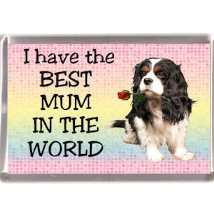 Cavalier King Charles Spaniel Dog Fridge Magnet - I have the BEST MUM in the world. Great Gift for any Dog Lover.  Lovely Mother&#39;s Day Gift