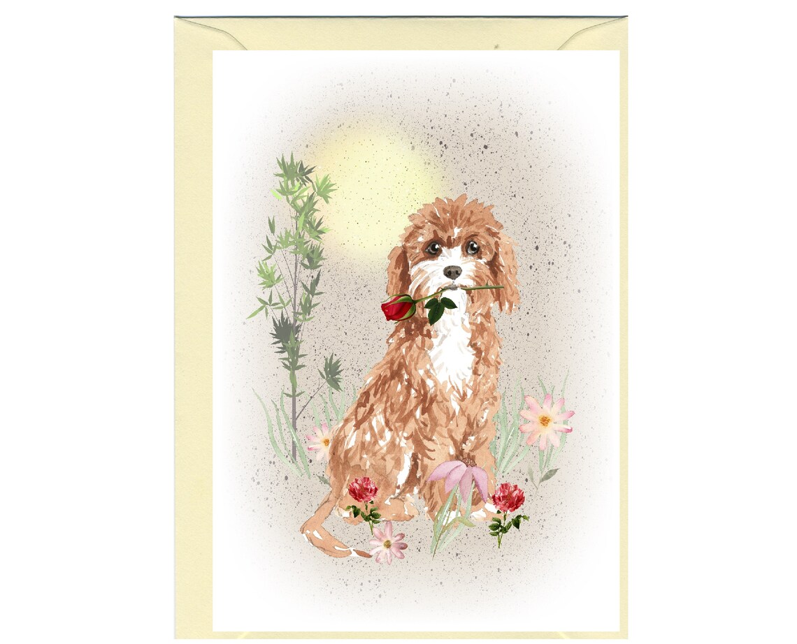 Cavapoo / Doodle Dog Blank Card /notelet (6" X 4") With Envelope ...