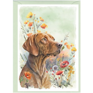 Carte de voeux/notelet personnalisés pour chien Vizsla hongrois (6 x 4 po.) avec enveloppe. Idéal pour toutes les occasions. Peut être laissé vide si vous préférez