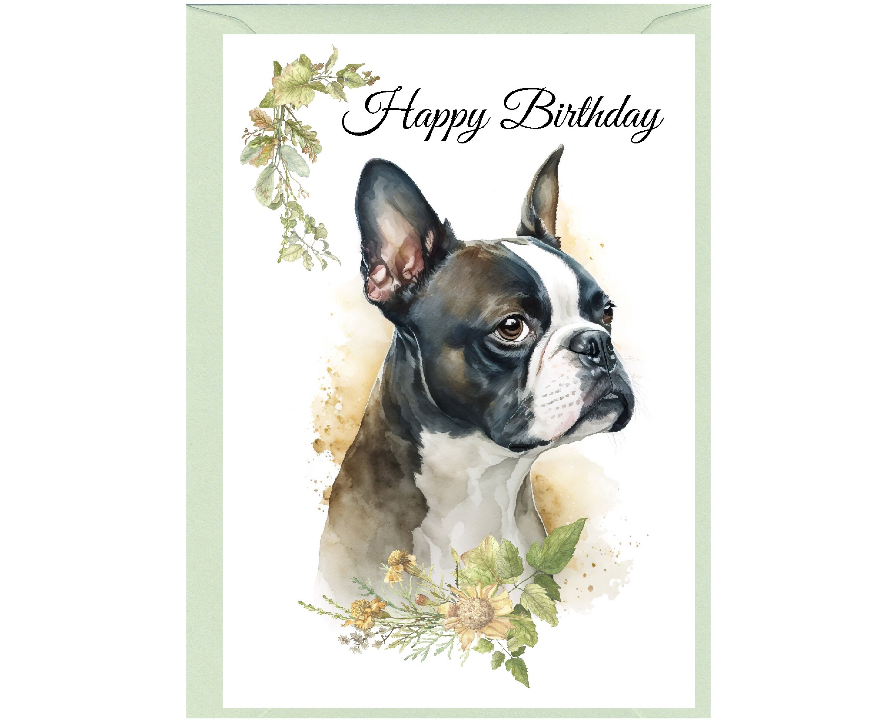 Boston Terrier Grußkarte Mit Umschlag – 12,7 X 17,8 Cm, Innen Leer, Für Jeden Anlass