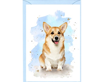 Personalised Corgi Dog Greetings Card /Notelet (6"x 4") with Envelope - Ideal for any occasion. Can be left blank if preferred