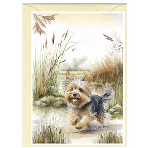 Personalised Yorkshire Terrier / Yorkie Dog Greetings Card /Notelet (6" x 4") with Envelope.   Can be left blank if preferred