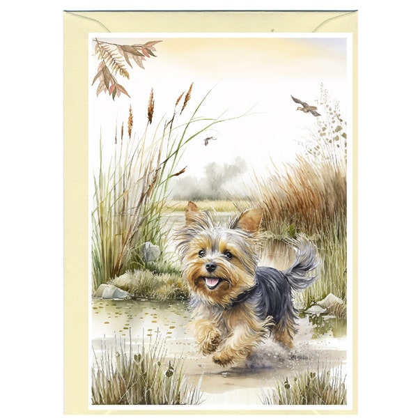 Personalised Yorkshire Terrier / Yorkie Dog Greetings Card /Notelet (6" x 4") with Envelope.   Can be left blank if preferred