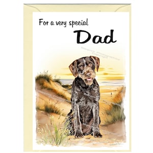 Biglietto d'auguri/biglietto vuoto con scritta "Cane da caccia tedesco a pelo duro" per PAPÀ (6" x 4") con busta - Ideale per la festa del papà, compleanno, ecc.