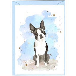 Gepersonaliseerde Boston Terrier Dog-wenskaart /Notelet (6" x 4") met envelop - ideaal voor elke gelegenheid.  Kan desgewenst leeg worden gelaten