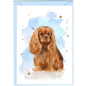 Cartão de felicitações/bilhete personalizado para cães Cavalier King Charles Spaniel (6" x 4") com envelope - pode ser deixado em branco, se preferir