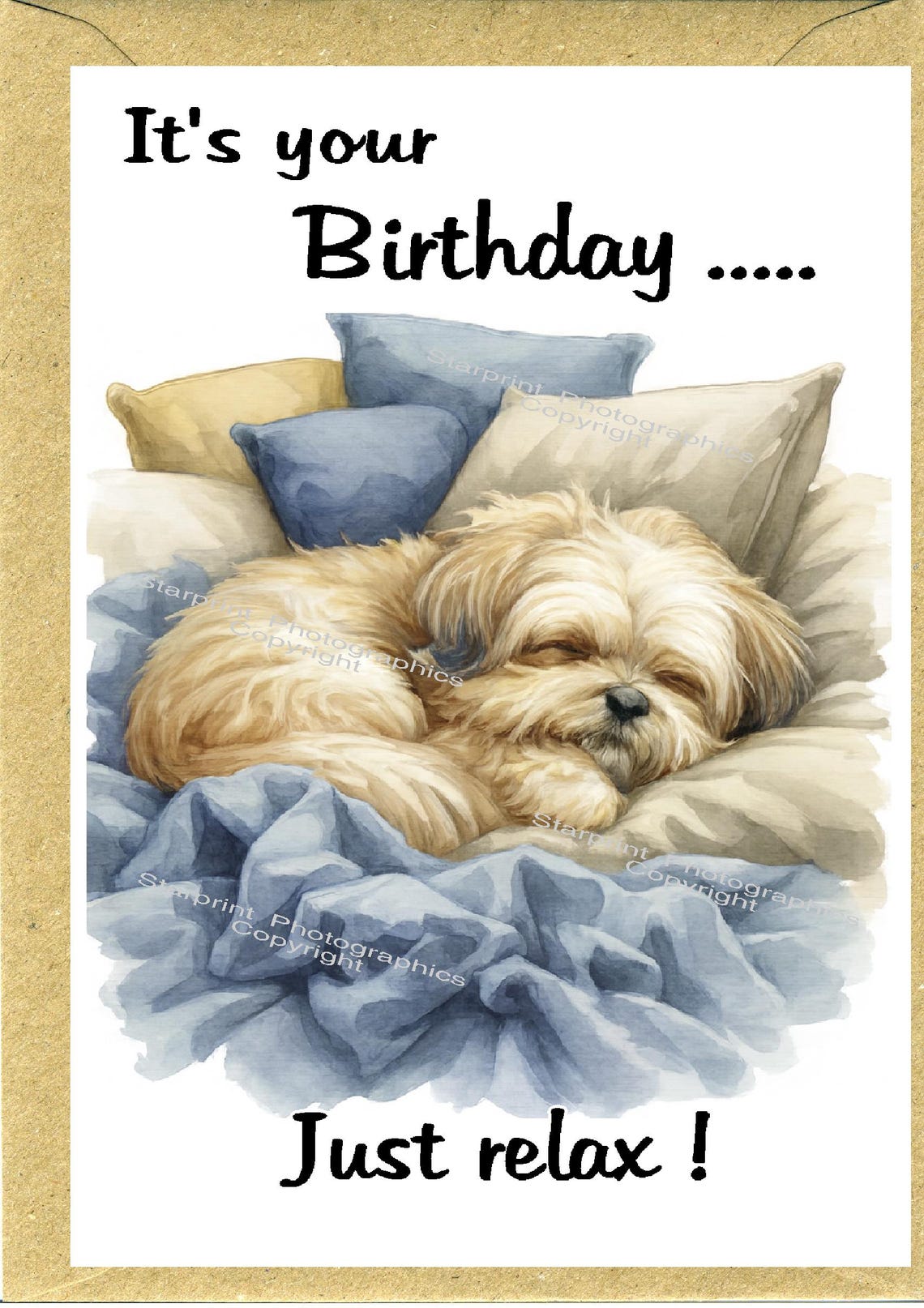 Lhasa Apso Dog Birthday Card (6"x 4") With Envelope. Blank Inside for ...