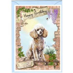 Poodle Dog &quot;Happy Birthday&quot; Card (6&quot;x 4&quot;) with Envelope. Blank inside for your own message. Perfect for any dog lover