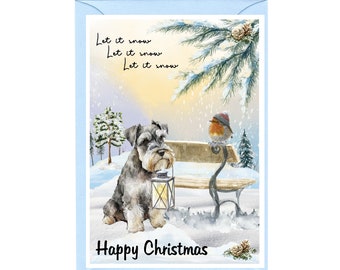 Miniature Schnauzer Dog Christmas Card (6" x 4") Blank inside - with Envelope.  Perfect item for any Dog Lover