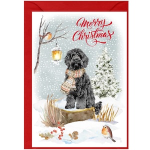 Cartão de Natal Labradoodle/Doodle Dog (6" x 4") em branco dentro - com envelope. Item perfeito para qualquer amante de cães