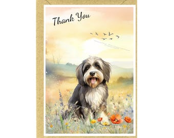 Tibetan Terrier Dog "Thank You" Card (6" x 4") with Envelope - Blank inside for your own message.
