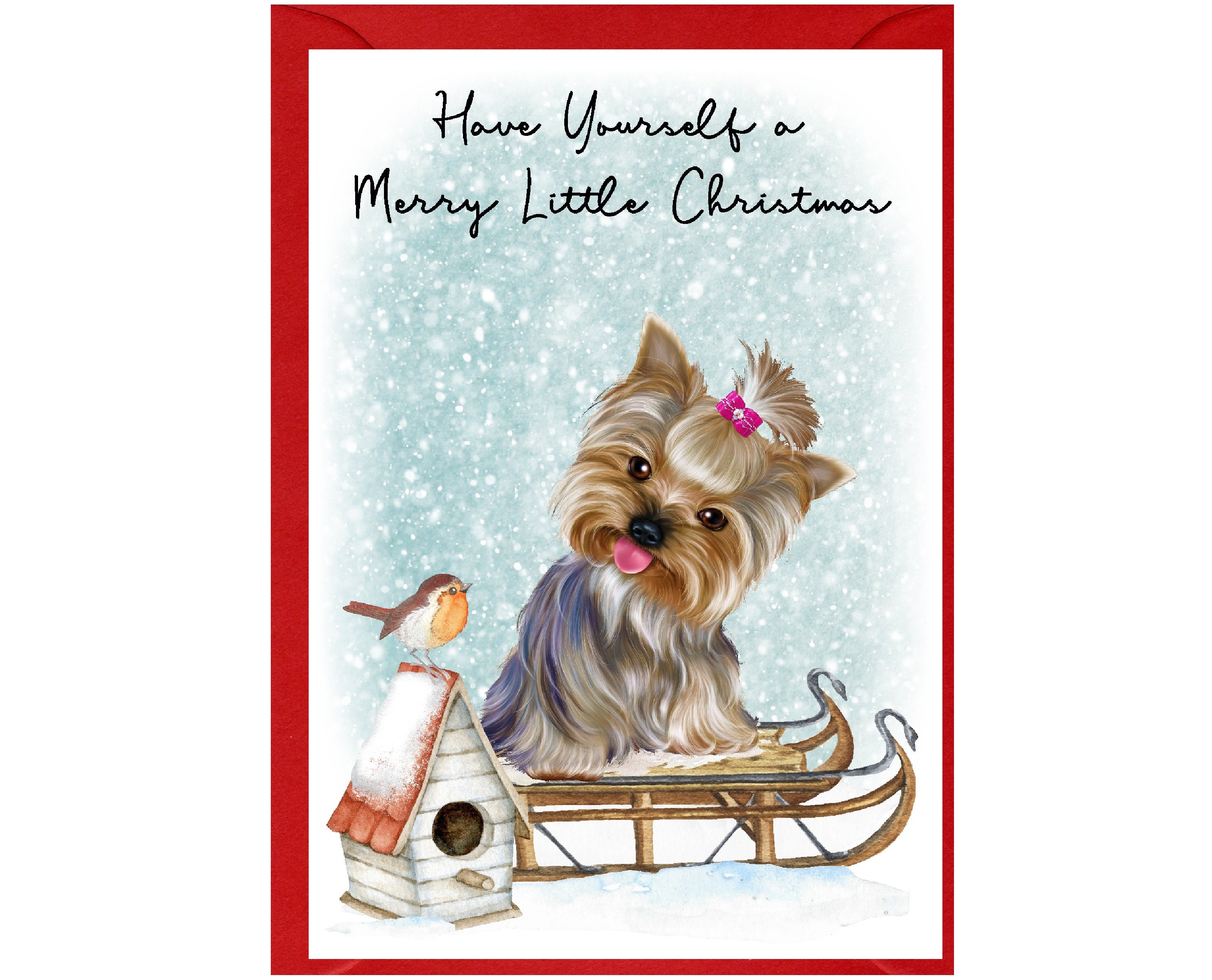 Tarjetas De Navidad Yorkshire Terrier - Pack De Tarjetas Navideñas Con Lindo Cachorro Yorkie