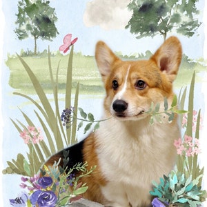 Carte vierge/notelet chien Corgi (Pembroke) (6 x 4 po.) avec enveloppe - modèle de jardinier paysagiste.  Article parfait pour tous les amoureux des chiens