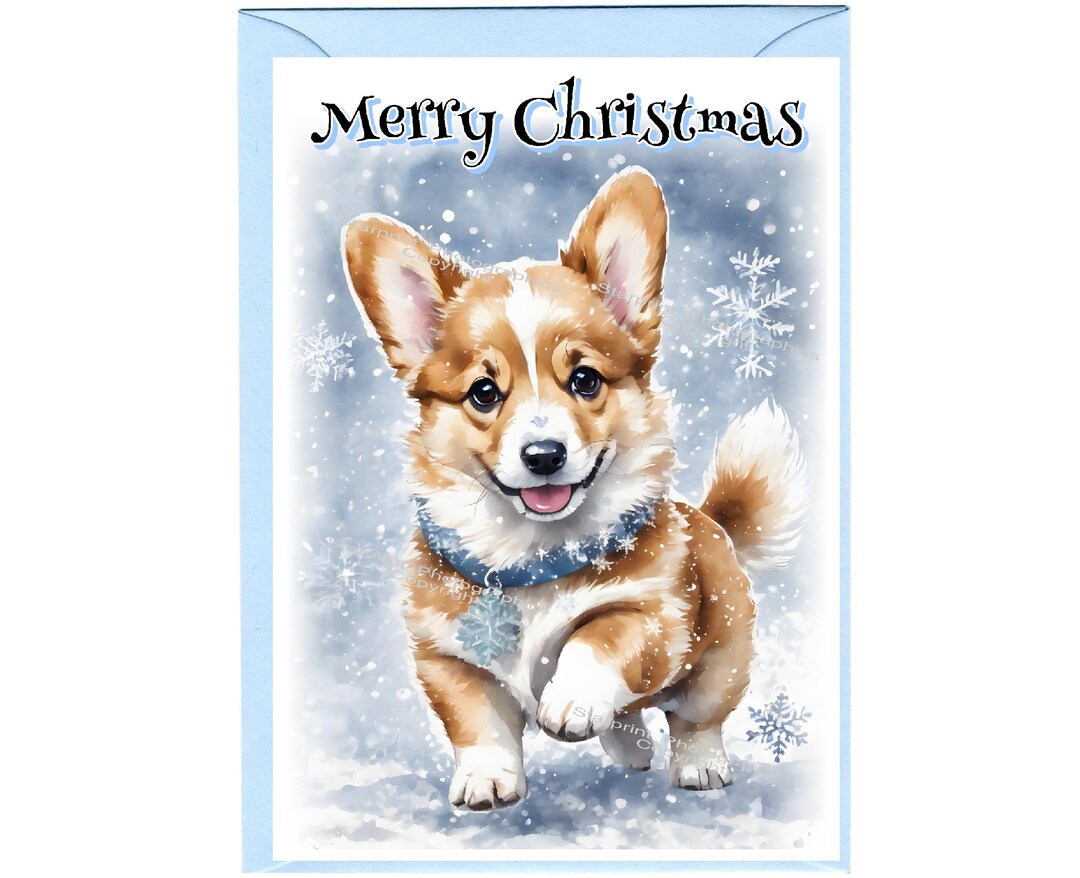 Corgi Dog Christmas Card (6" X 4") Blank Inside - With Envelope ...