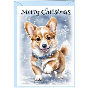 Tarjeta de Navidad Corgi Dog (6" x 4") Interior en blanco - con sobre. Artículo perfecto para cualquier amante de los perros.