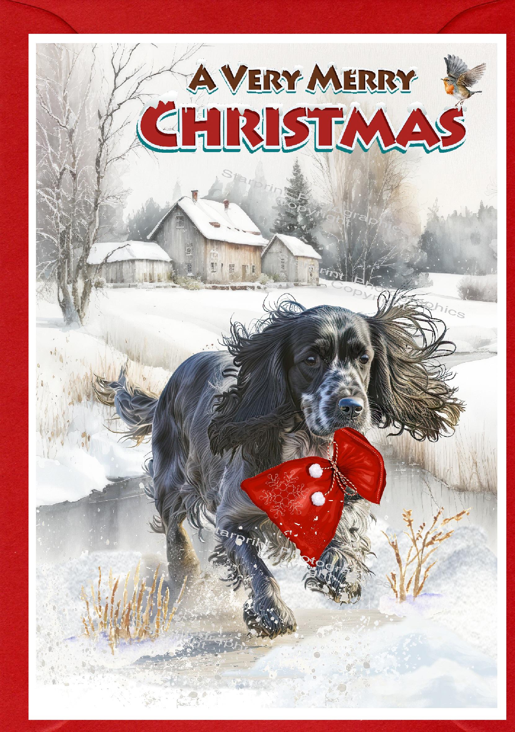 Cocker Spaniel (blue Roan) Dog Christmas Card (6" X 4") Blank Inside ...
