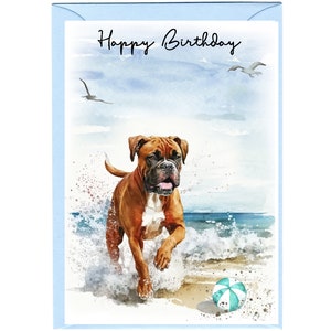 "Boxer Hund ""Happy Birthday"" Karte (6 "x 4"") mit Umschlag - Leere Innenseite für Ihre eigene Nachricht." Perfekt für jeden Hundefreund