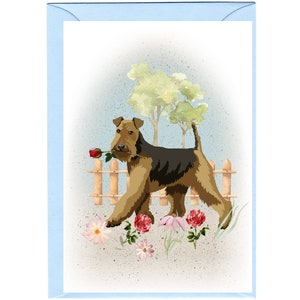 Biglietto vuoto/biglietto Airedale Terrier (6" x 4") con busta - ideale per la festa della mamma, biglietto di San Valentino, ecc. Articolo perfetto per qualsiasi amante dei cani