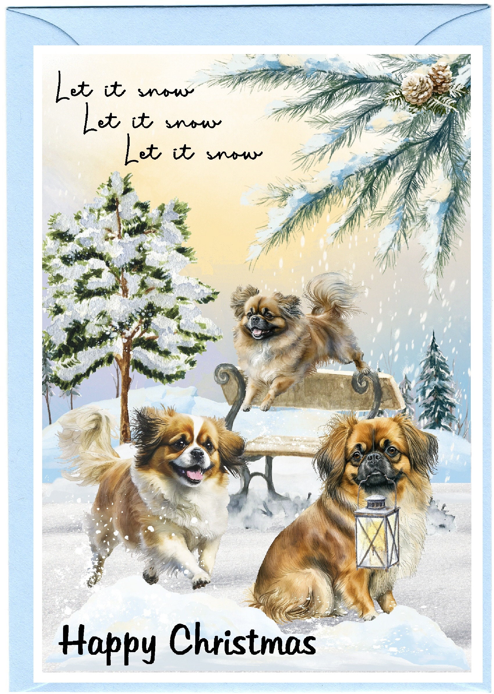 Tibetan Spaniel Dog Christmas Card (6" X 4") Blank Inside - With ...