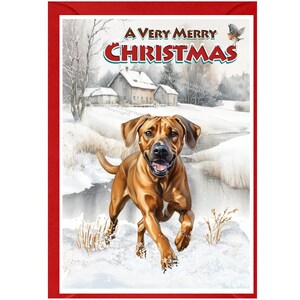 Rhodesian Ridgeback Hund Weihnachtskarte 15 x 10 cm Innen leer - mit Umschlag. Perfekter Artikel für jeden Hundeliebhaber