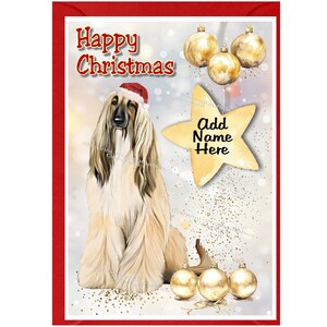 Tarjeta de Navidad del perro afgano (6" x 4") Interior en blanco - con sobre. Artículo perfecto para cualquier amante de los perros.