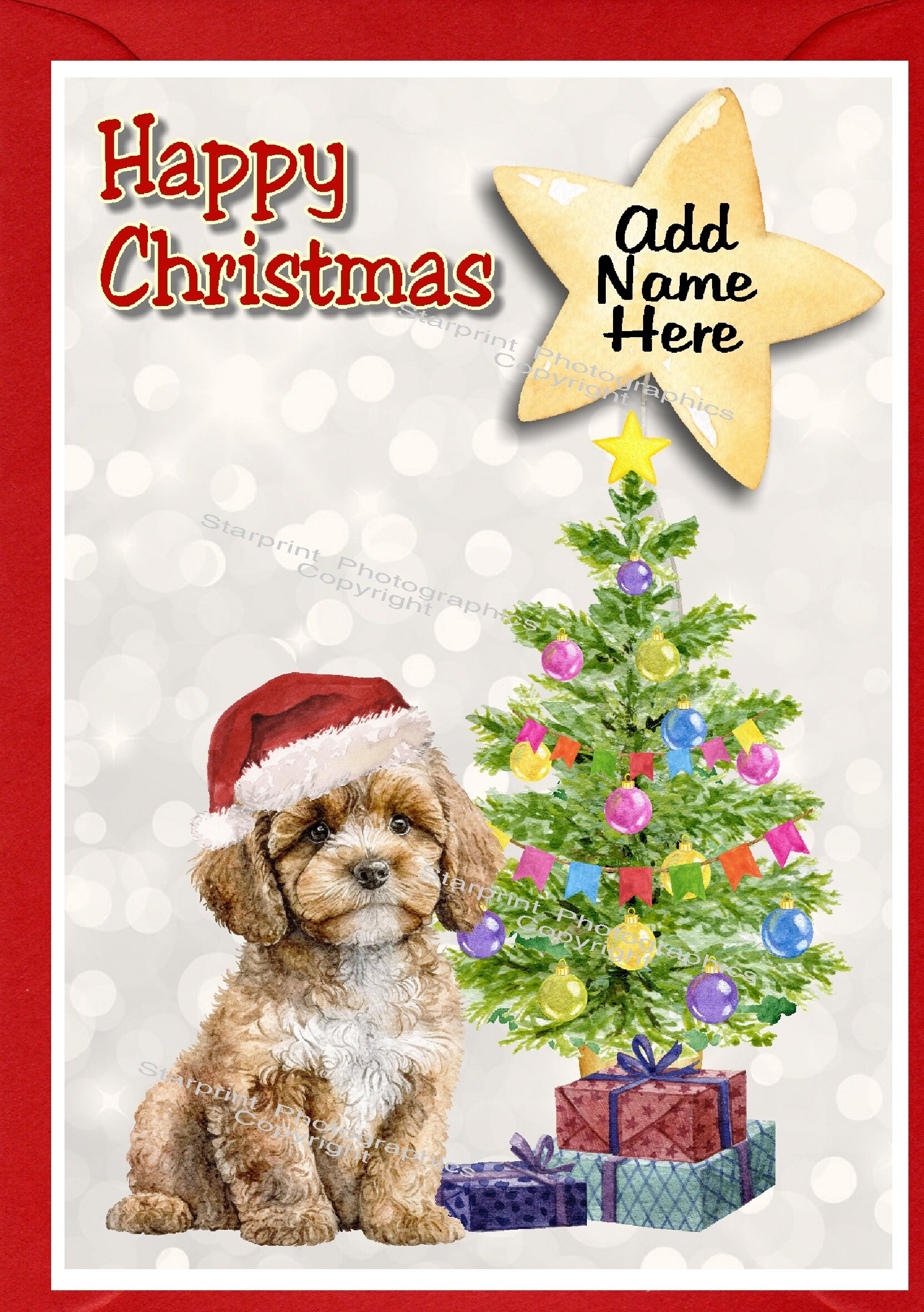 Personalised Cavapoo / Doodle Dog Christmas Card (6" X 4") Blank Inside ...