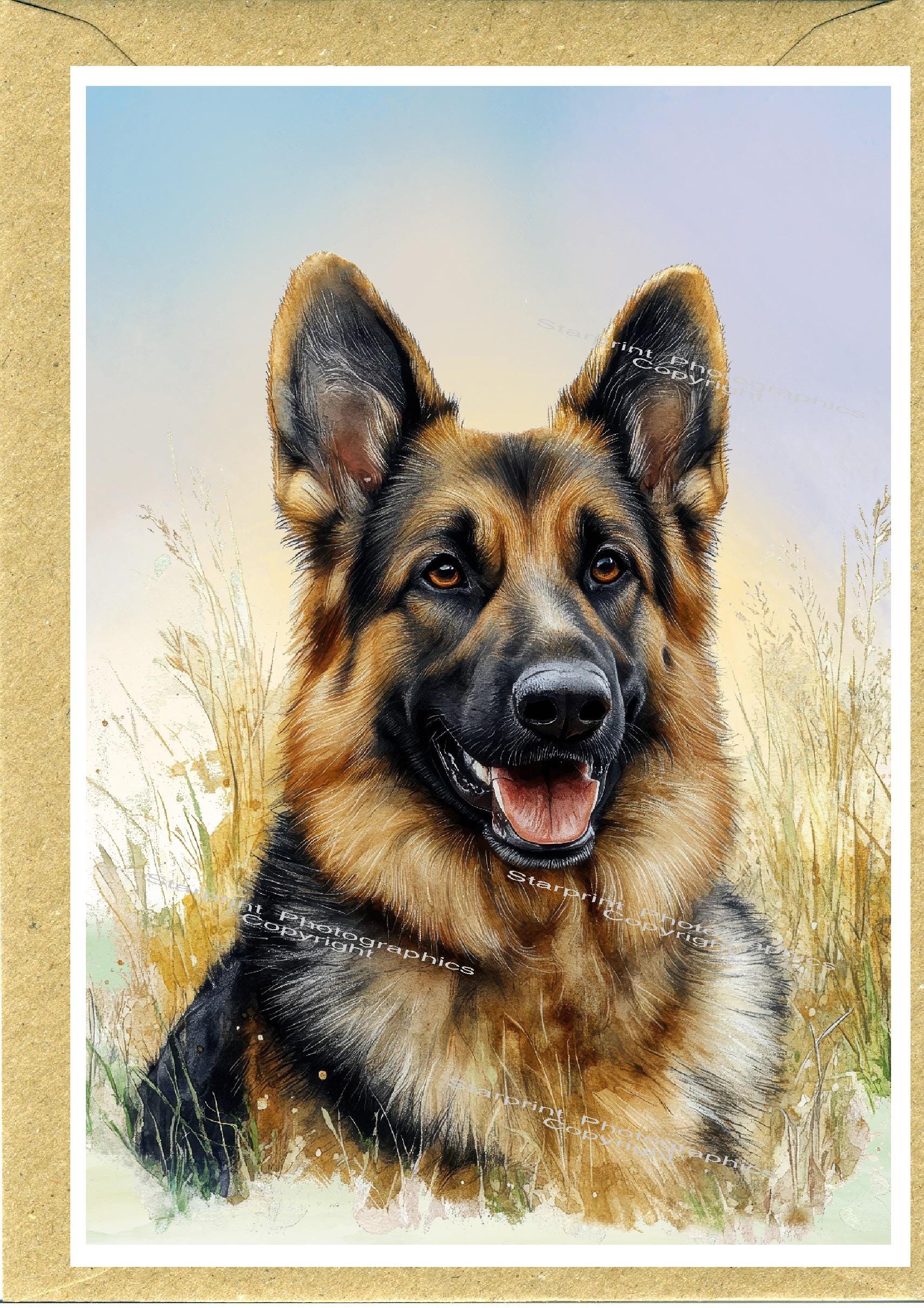 ジャーマン・シェパード・ドッグの白紙カード/ノートレット（6インチ×4