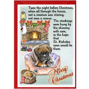 Carte de Noël pour chien boxer (6 x 4 po.) vierge à l'intérieur - avec enveloppe. Article parfait pour tous les amoureux des chiens