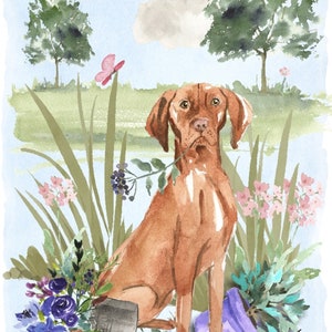 Carte vierge/notelet Chien Vizsla hongrois (6 x 4 po.) avec enveloppe - Conception de jardinier paysagiste. Article parfait pour tous les amoureux des chiens