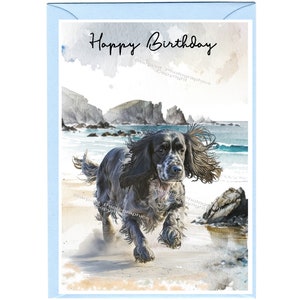 Cocker Spaniel Dog "Happy Birthday" kaart (6" x 4") met envelop - blanco binnenin voor uw eigen bericht. Perfect voor elke hondenliefhebber.