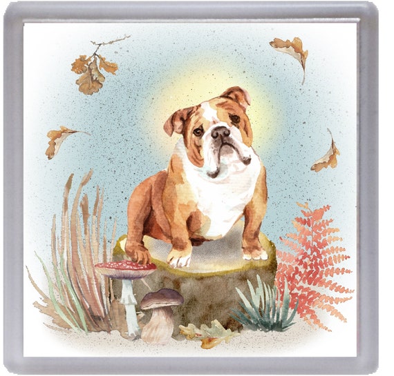 A Dog Drink Coaster Mat Gift ~ Bulldog Tan 