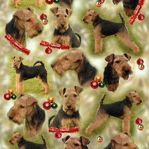 Welsh Terrier Dog Christmas Gift Wrapping Paper.