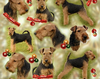 Welsh Terrier Dog Christmas Gift Wrapping Paper.