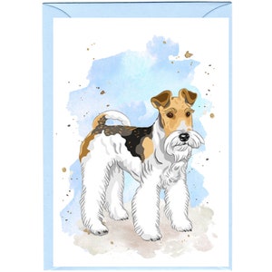 Gepersonaliseerde Wire Fox Terrier-wenskaart /Notelet (6" x 4") met envelop.  Kaart kan indien gewenst blanco worden gelaten