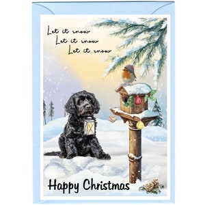 Carte de Noël Cockapoo / Doodle Dog (6 x 4 po.) vierge à l'intérieur - avec enveloppe.  Article parfait pour tous les amoureux des chiens