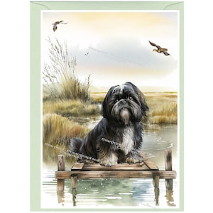 Gepersonaliseerde shih-tzu-hondenwenskaart (6 x 4 inch) met envelop: ideaal voor elke gelegenheid.  Kan desgewenst leeg worden gelaten