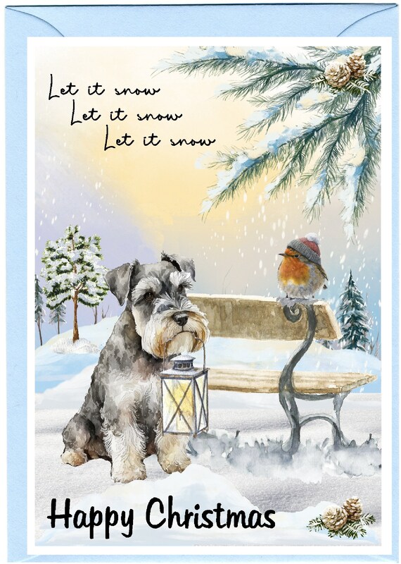 Miniature Schnauzer Dog Christmas Card (6
