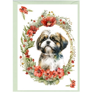 Gepersonaliseerde shih-tzu-hondenwenskaart (6 x 4 inch) met envelop: ideaal voor elke gelegenheid.  Kan desgewenst leeg worden gelaten