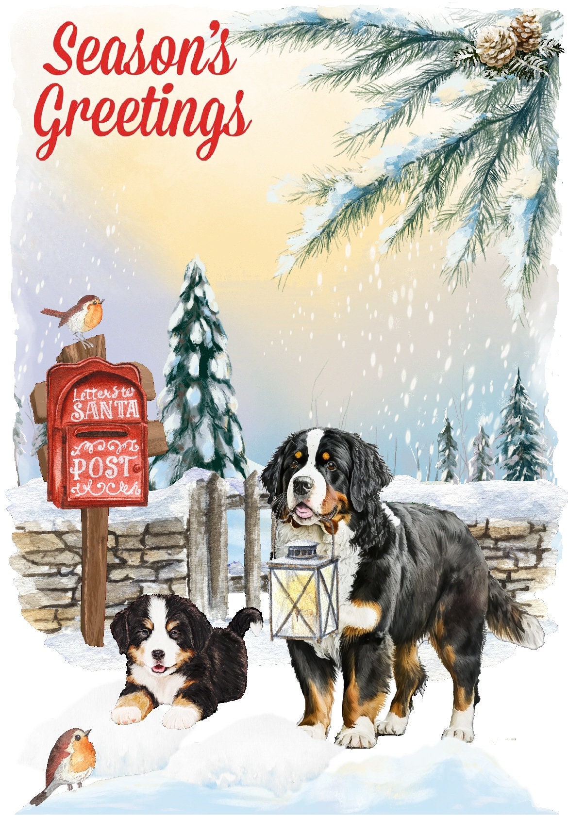 Biglietto di Natale con cane bassotto nella neve - Italia